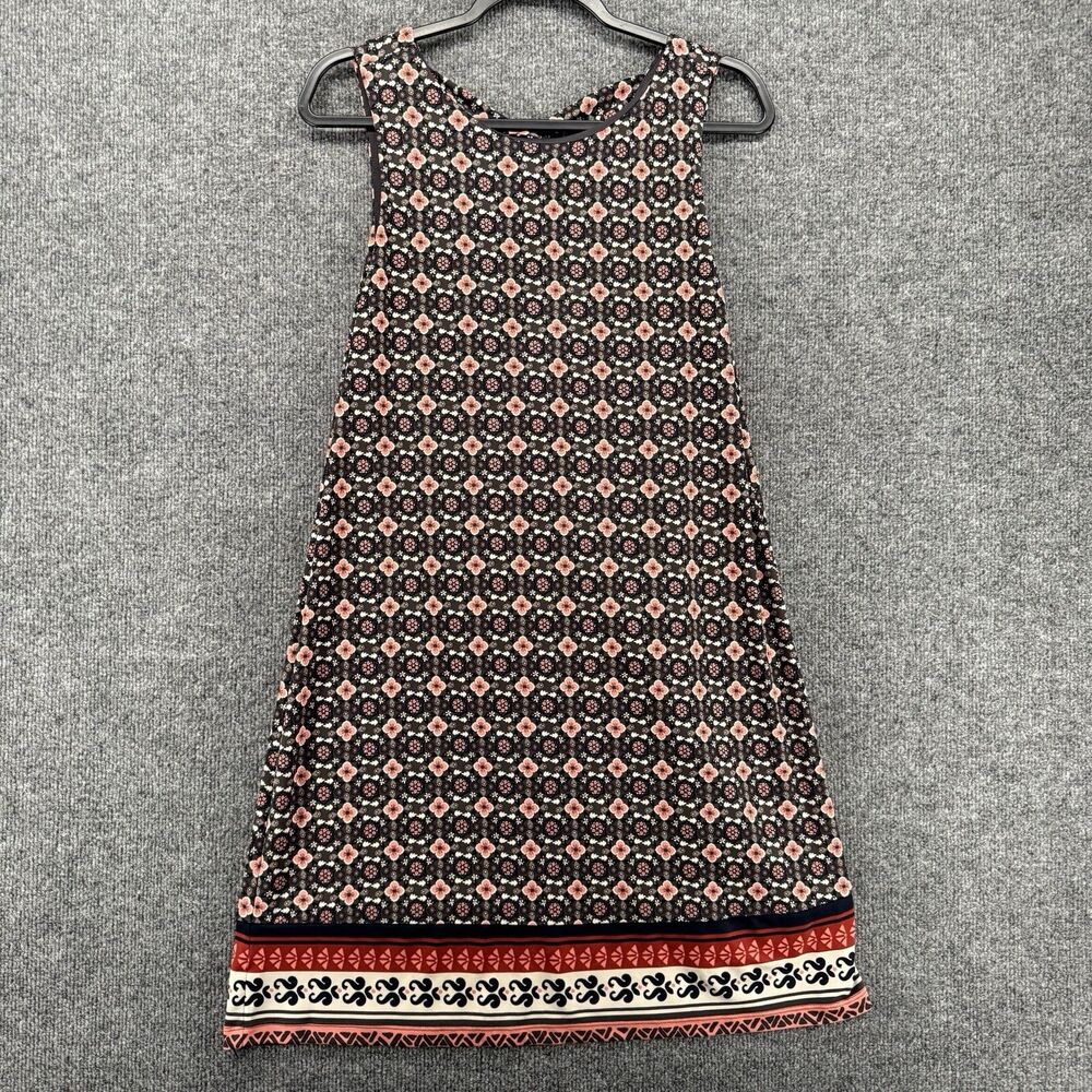 Magnolia Grace Dress Womens S Black Floral Round Neck Shift Hippie Boho Resort